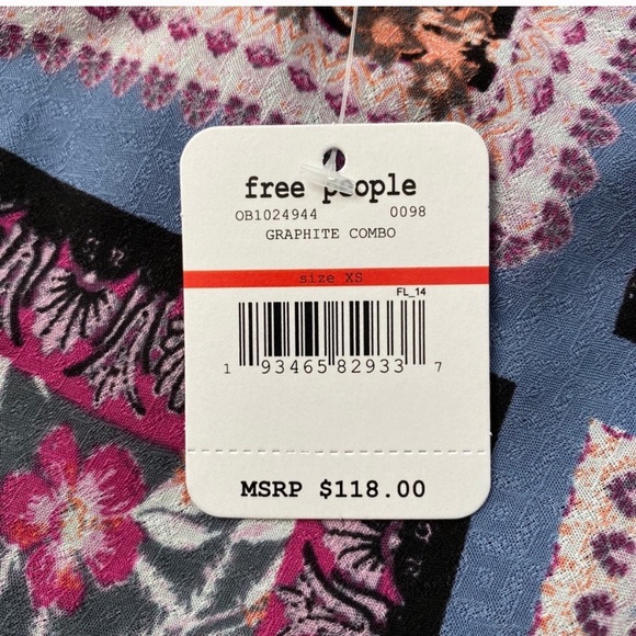 Free People Boho Bohemian Eclectic Hippie Graphite Combo Maxi Dress - Picture 16 of 16